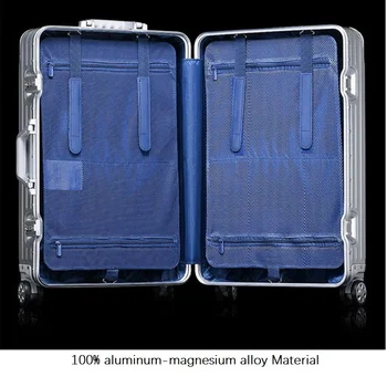 

100% Aluminum-magnesium alloy 20/24/26/28/30 inch rolling luggage business travel suitcase aluminum spinner trolley bag on wheel
