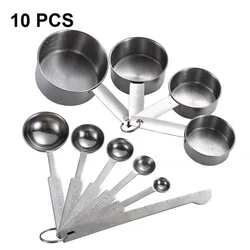 Deluxe Stackable Stainless Steel Measuring Cups and Spoons Set - Premium Kitchen Tool Collection (10 Pieces)