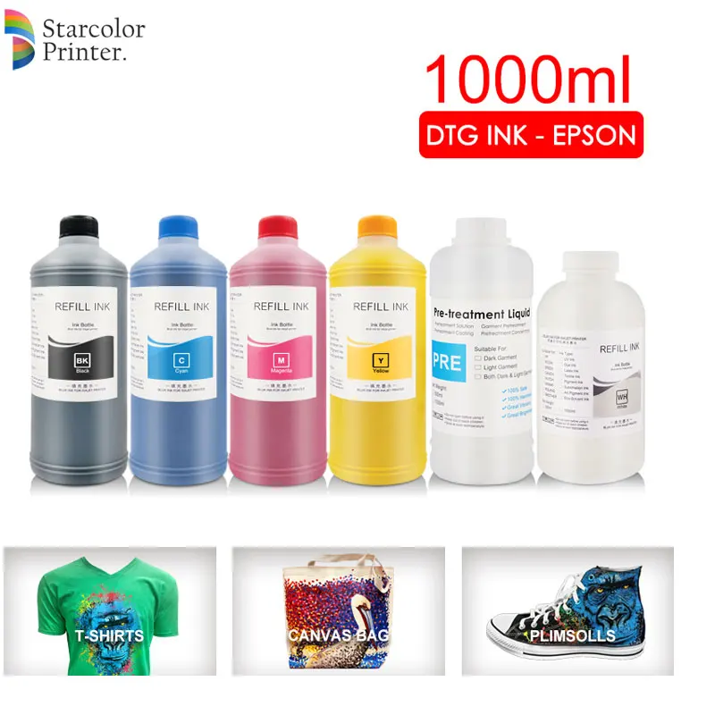 1000 мл чернила DTG текстильные для одежды DX5 DX6 DX7 DX10 печатающая головка Epson 1390 R1900 R2000