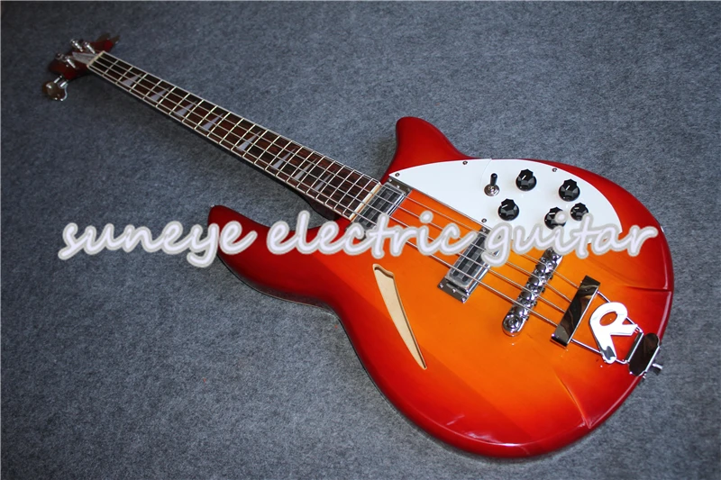 Горячая Распродажа Китай OEM Рик 4 струны электрическая бас гитара вишня Sunburst