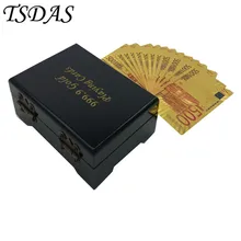 Хорошие 500 евро цветные игральные карты оптом 54 шт./компл. индивидуальные игровые карты с черной подарочной коробкой и золотой карты-сертификаты