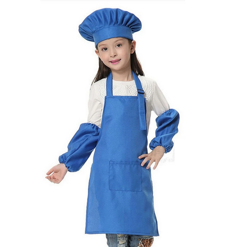 Royal blue 1 предмет, Детский фартук, детский рукав, шапка, карман для детского сада, кухни, для выпечки, живопись, для приготовления пищи, напитков, еды, Enfant Tablier Delantal LogoPrint - Цвет: Royal blue