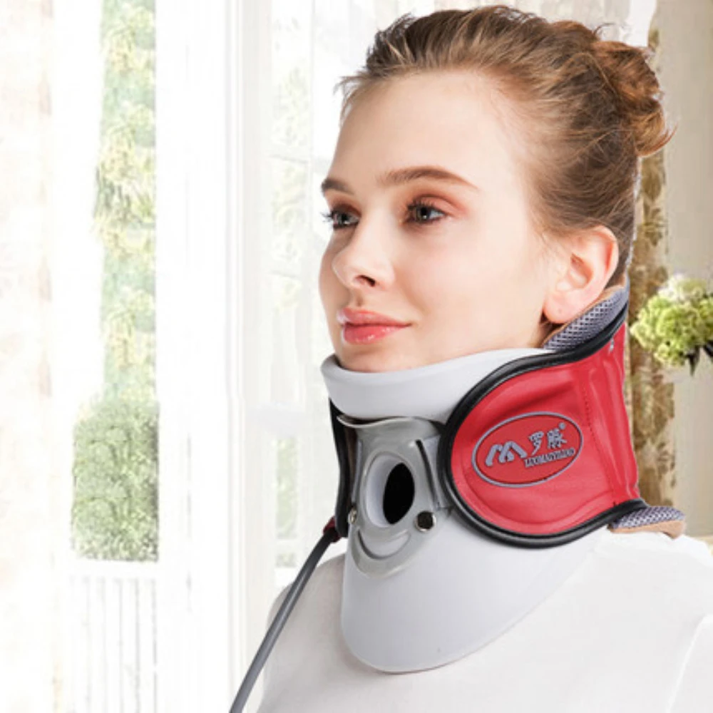 Cervical Traction Device Adult Inflatable Soft And Comfortable Fabric Big Breathable Hole Design Neck Correction Device - Цвет: 3