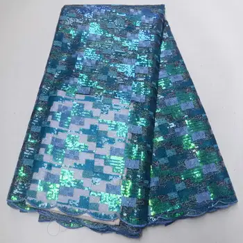 

Sequins Net Lace Fabric High Quality African Mesh french tulle lace fabrics Sequined Embroidered Organza Lace Fabric XA-003