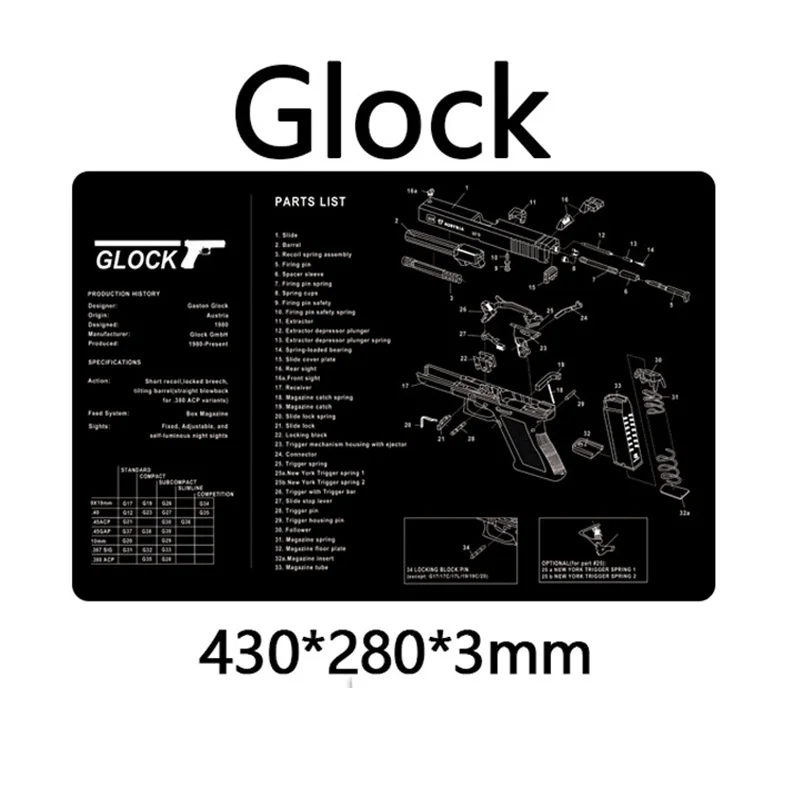 Коврик для чистки пистолета Glock M9 Sig P226 P229 P220 HK USP винтовки Смита инструмента