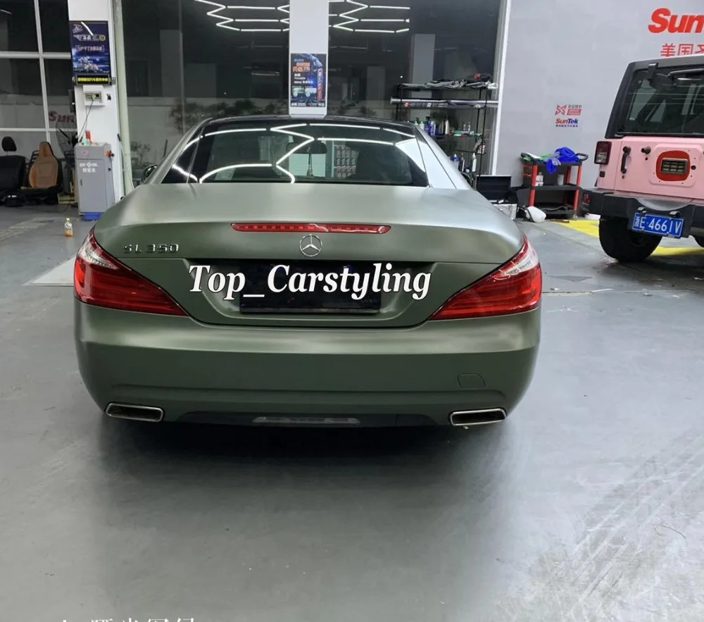 super matte army green vinyl car wrap film foil stickers sheets  (6)