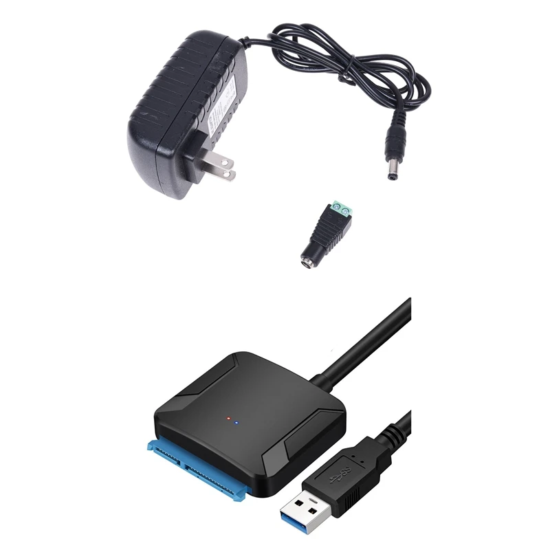1Pcs 12V Power Supply Adapter 2A Transformer 110-220V &amp Sata To USB 3.0 2.5/3.5 HDD SSD Hard Drive Converter Cable Line Ada |