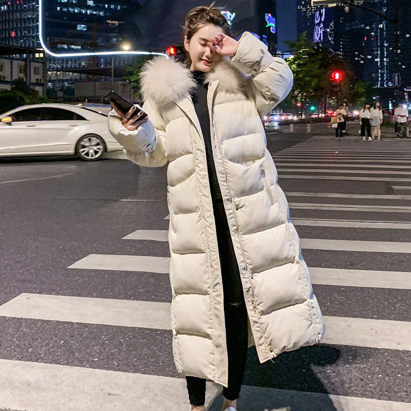 

2019 New Style off Season South Korea Dongdaemun down Jacket Cotton-padded Clothes Women's Mid-length Large Fur Collar Thick Loo