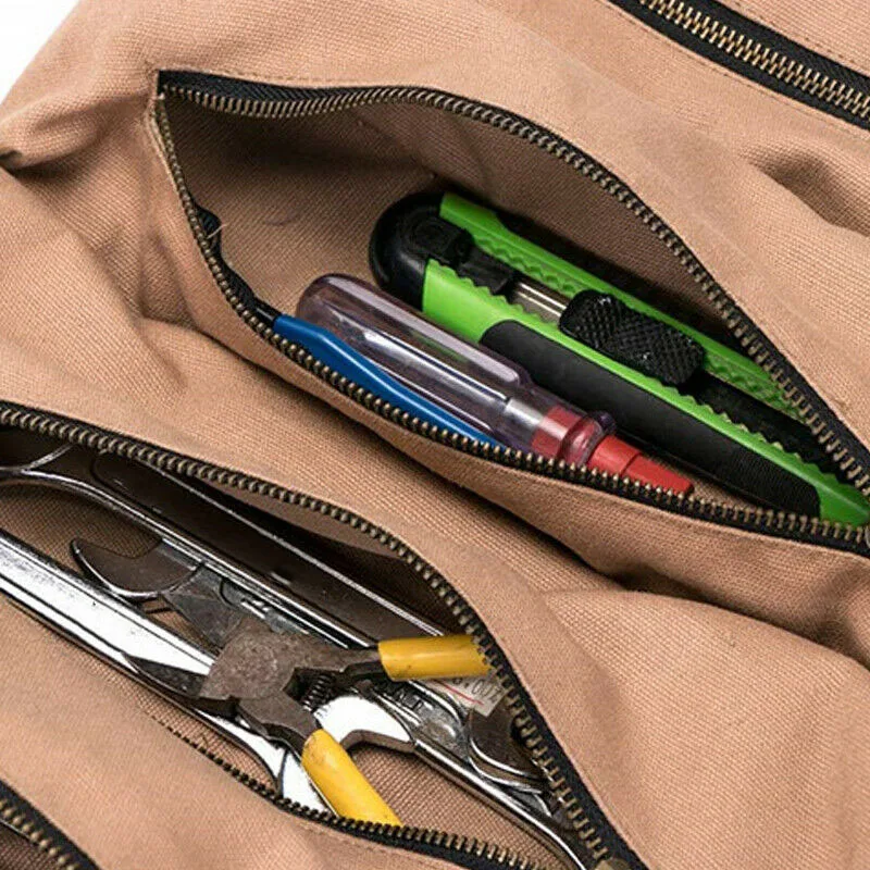

Pouch Storage Bag Seat Back Plier Screwdriver Wrench Protection Tools Canvas 49x29cm Pocket
