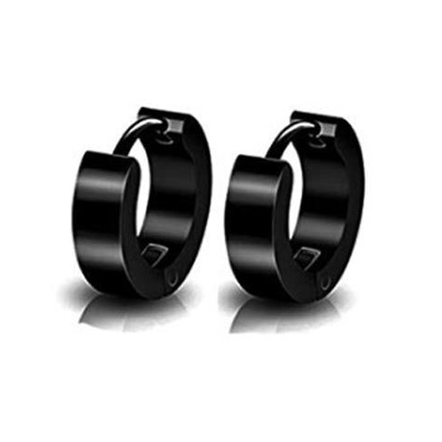 pair Classic Korean Punk Stainless Steel Ear Clip Earrings For Men Women Black No Pierced Fake Ear Circle New Pop Jewelry