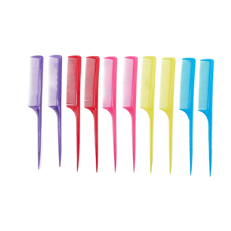 10 x Plastic Hairdressing Pointed Toothed Hair Styling Rat Tail Combs