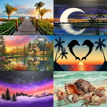

5D DIY Full Drill Diamond Painting Scenery Cross Stitch Mosaic Craft Kits Art Wall Sticker for Home Bedroom Decoration 40x30cm