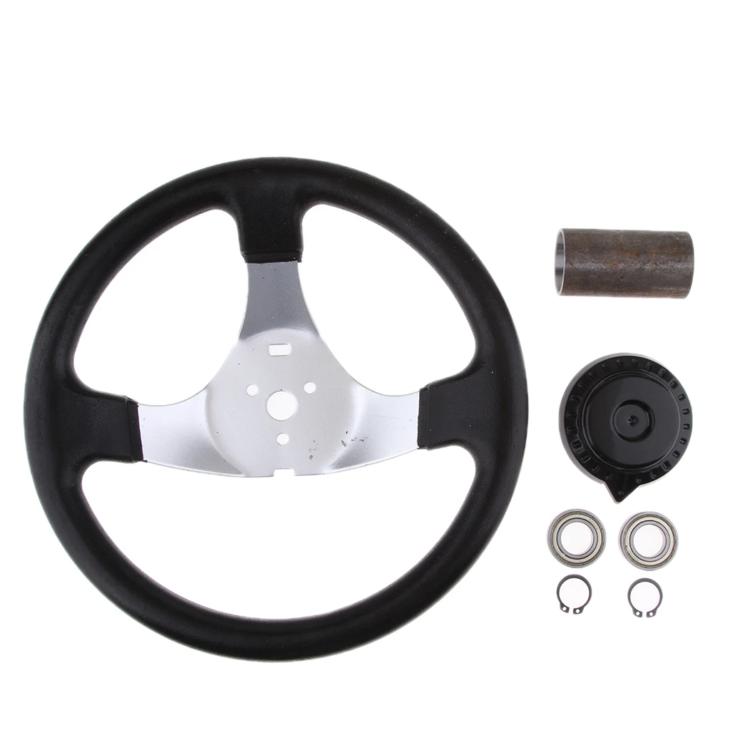 300mm 11.8 inch Steering Wheel with Cap Assembly 3 Spoke 18mm Shaft for Go-Karts 150 250cc