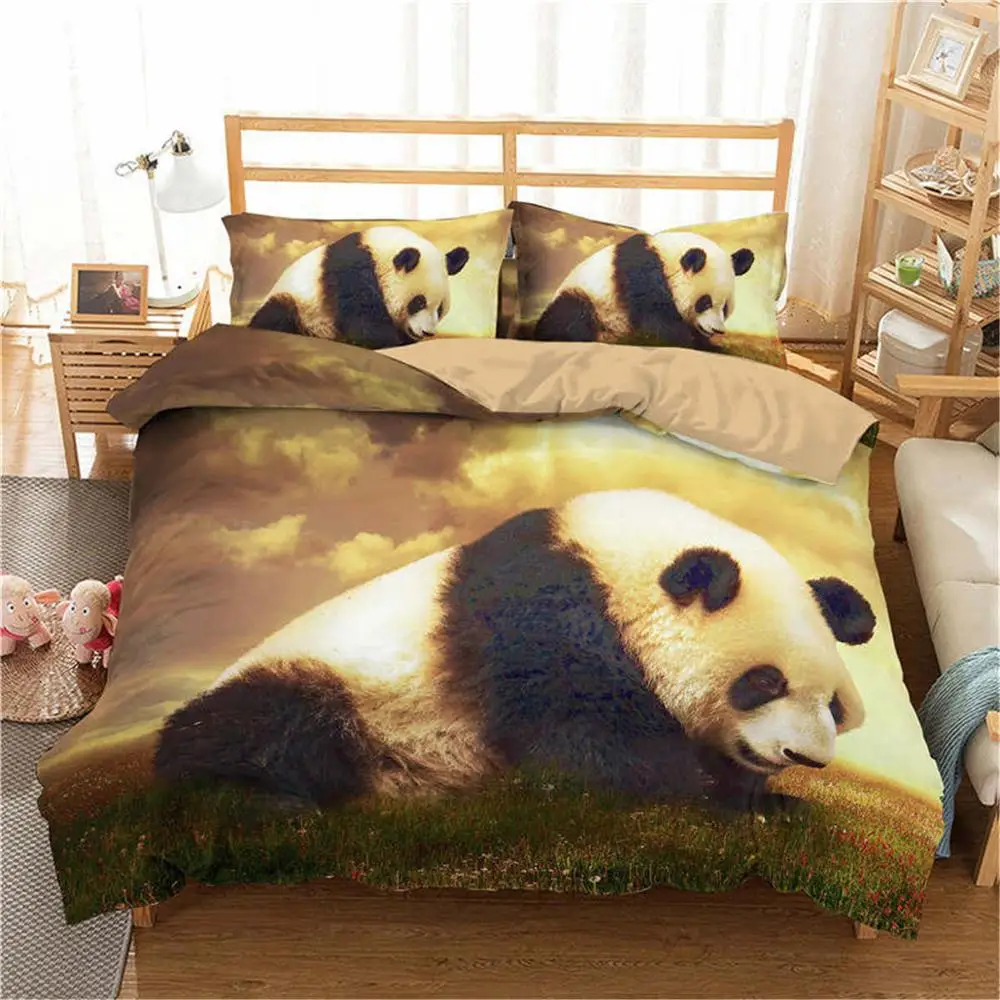ZEIMON бамбуковый набор постельного белья с 3D рисунком павлина/панды для девочек, детский набор пододеяльников с наволочкой, постельное белье из микрофибры - Цвет: SXJ0512-3