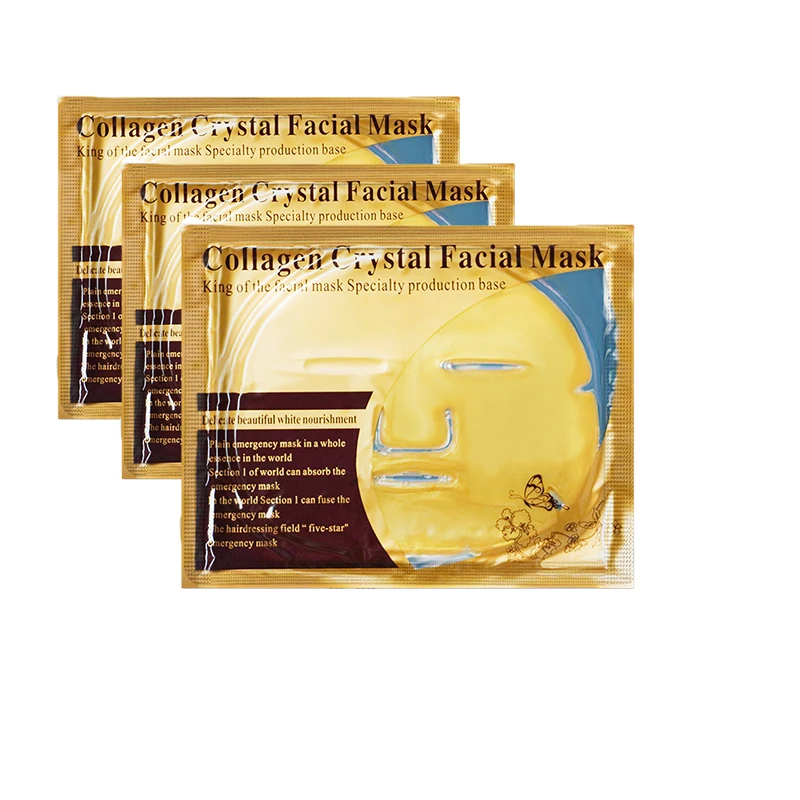 5 шт. маска для ухода за кожей лица коллагеновая Золотая маска Осветляющий, Увлажняющий маска для лица с кристаллами - Цвет: Gold-3Pcs