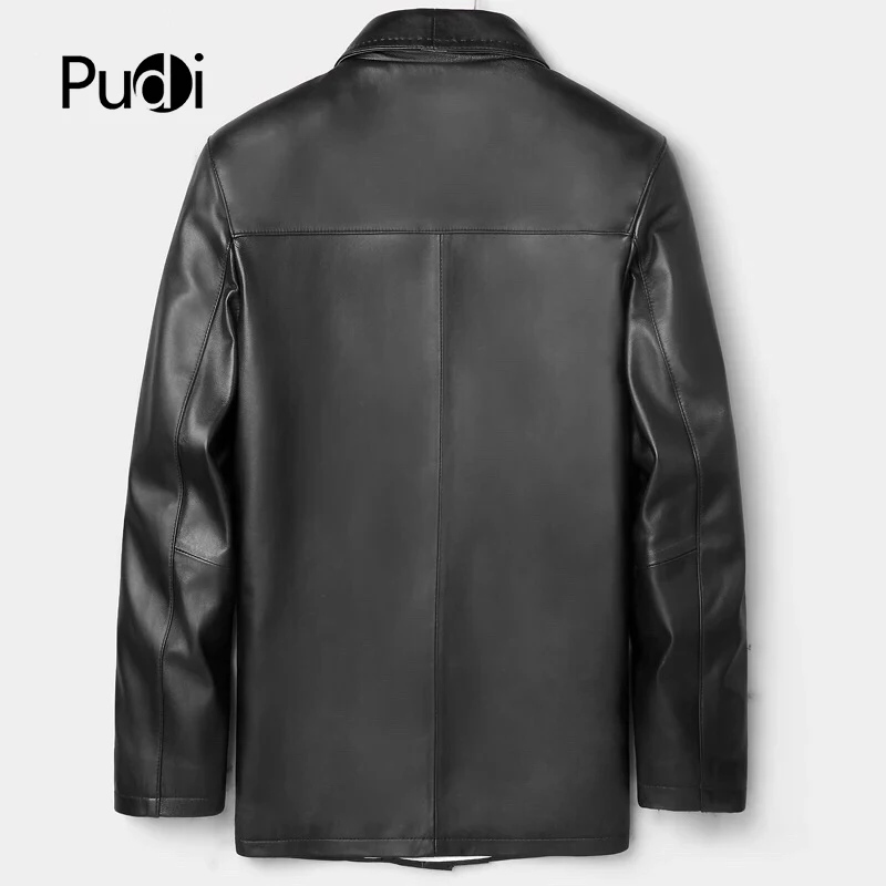 PUDI MT859 Мужская Новая мода Натуральная овечья кожа куртки с капюшоном воротник Осень Зима Повседневная Верхняя одежда