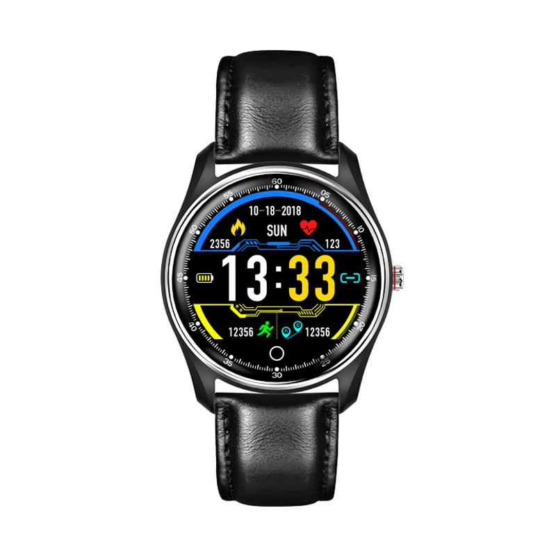 MX9 ECG Smart Watch Blood Pressure PPG Heart Rate Blood Pressure Monitor Multi-languages Smartwatch Clock For Men Women - Цвет: black leather