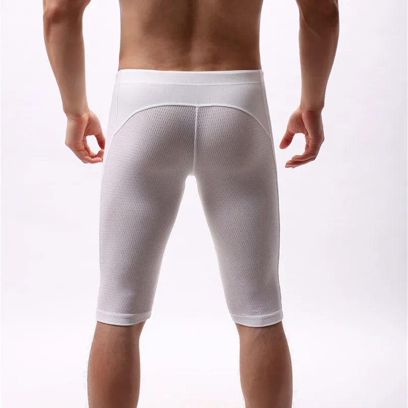 Sexy Mid-waist Boxers Shorts Men's Athletic Supporter Body Sculpting Boxer Breathable Soft Ice Silk Underpants Underwear Mens