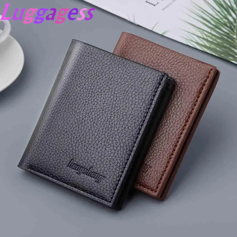 

Men's Wallet Short Vertical Ultra-Thin Wallets Bank Card Package Leather Small Purse