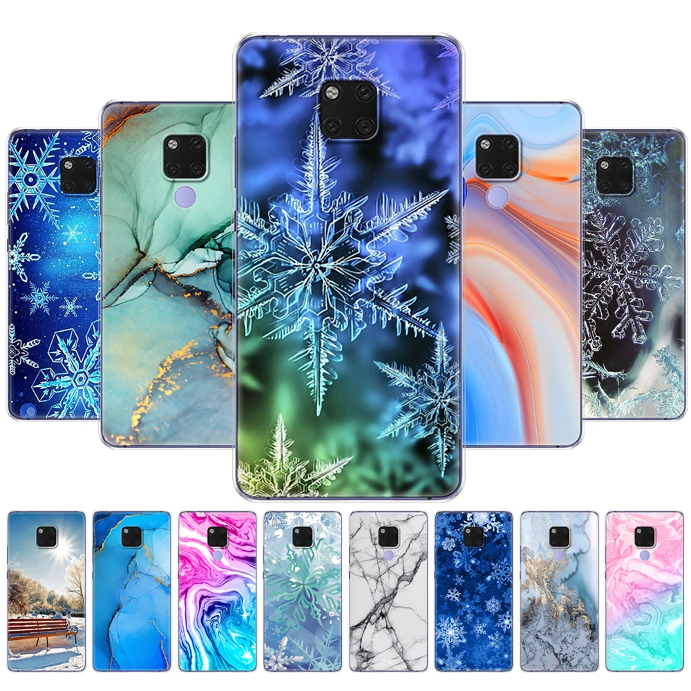 Per Huawei Mate 20 Pro Custodia Custodia Morbida In Silicone Per Huawei Mate 20 X Custodia Per Mate 20 Marble Snow Flake Winter Christmas