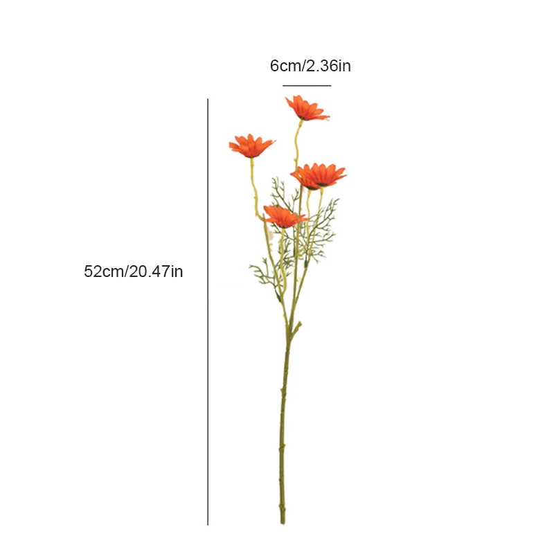 5Pieces Artificial Flowers Silk Daisy Bridal Bouquet Vase for Home Wedding Garden Decoration DIY Gifts Fake Plants Accessories