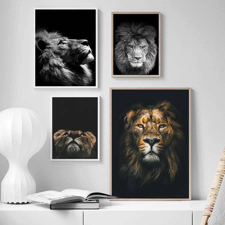 Дикий животный плакат со львом художественный принт настенные картины