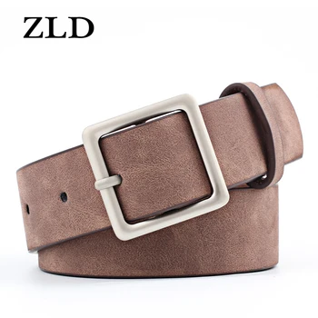 

ZLD Designer Multi-color optional Wide Leather Belt Waistband Female Vintage Square Pin Buckle Waist Belts for Women Dresses