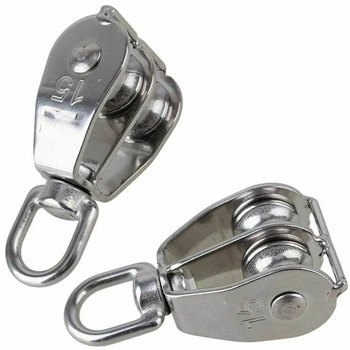 

New 20Pcs Stainless Steel Wire Rope Crane Pulley Block M15 Lifting Crane Swivel Hook Single Pulley Block Hanging Wire Towing Whe