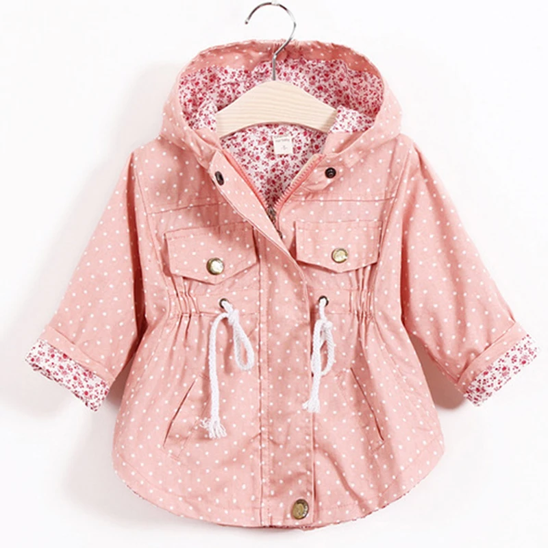 Doce com Capuz Meninas Blusão Trench Primavera Outono Cabolsa Bebê Crianças Flor Algodão Outwear Cabolsas Jaqueta 2020 Roupas