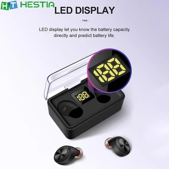 

D025 Bluetooth Wireless Earphone LED Digital Display Stereo Noise Reduction Headphones Binaural Call Light Comfortable Earbuds