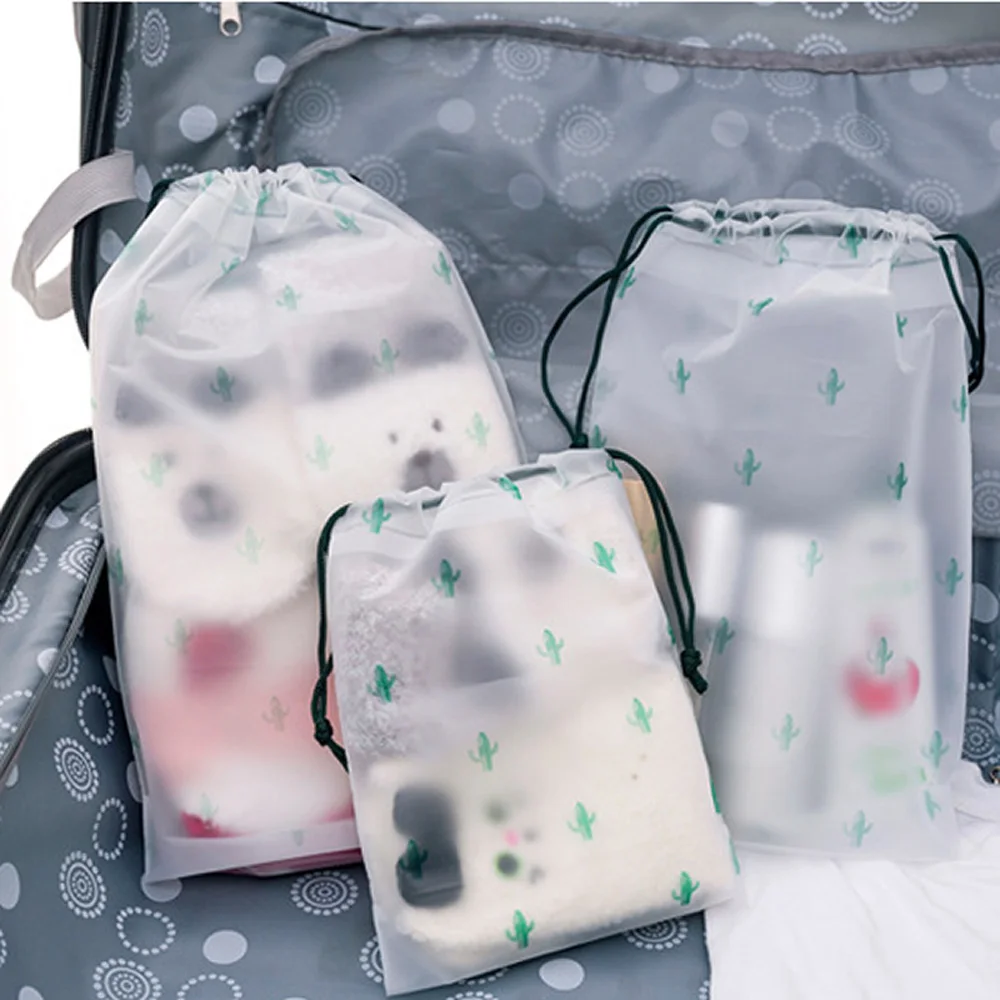 Women Transparent Drawstring Cactus Cosmetic Bag Travel Makeup Case Make Up Bath Organizer Storage Pouch Toiletry Wash Beauty | Дом и сад