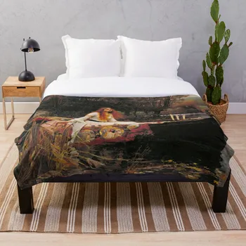 

The Lady of Shallot John William Waterhouse Blanket Wool Flannel Plush Blanket Bedspread For office Sherpa Blanket Couch Quilt C