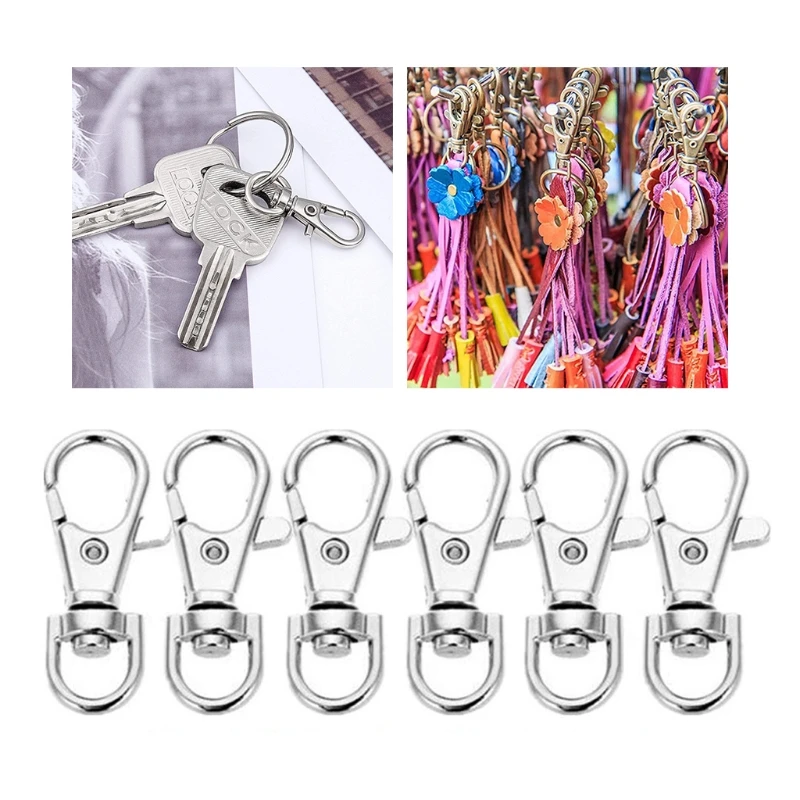 120 Pieces Swivel Clasps Bright Key Rings Metal Lanyard Snap Hooks Metal Lobster Claw Bright Hooks for Keychain Crafting
