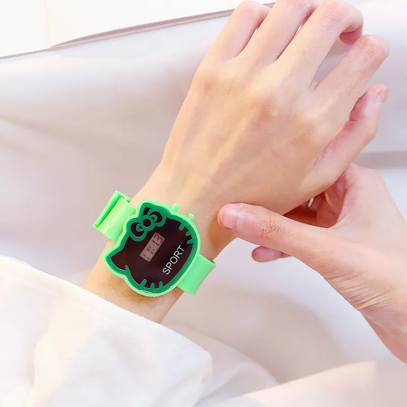 Мультяшный светодиодный часы для женщин, лидер продаж, Женские электронные цифровые часы, повседневные силиконовые наручные часы, часы для женщин - Цвет: Green Color