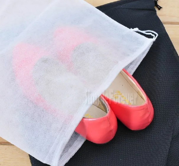 Нетканый материал сумки для хранения удобный квадратный путешествия шнурок портативный контейнер для обуви черный белый