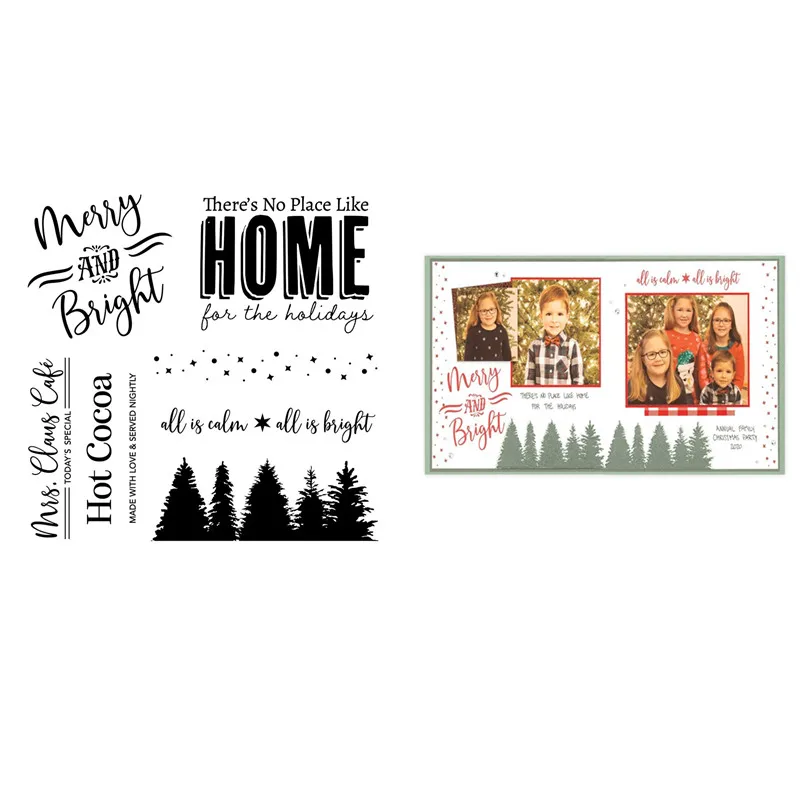 

Christmas Tree Home Warm Words Metal Cutting Dies And Clear Stamps For DIY Paper Card Making Decorative Handcraft 2021 New