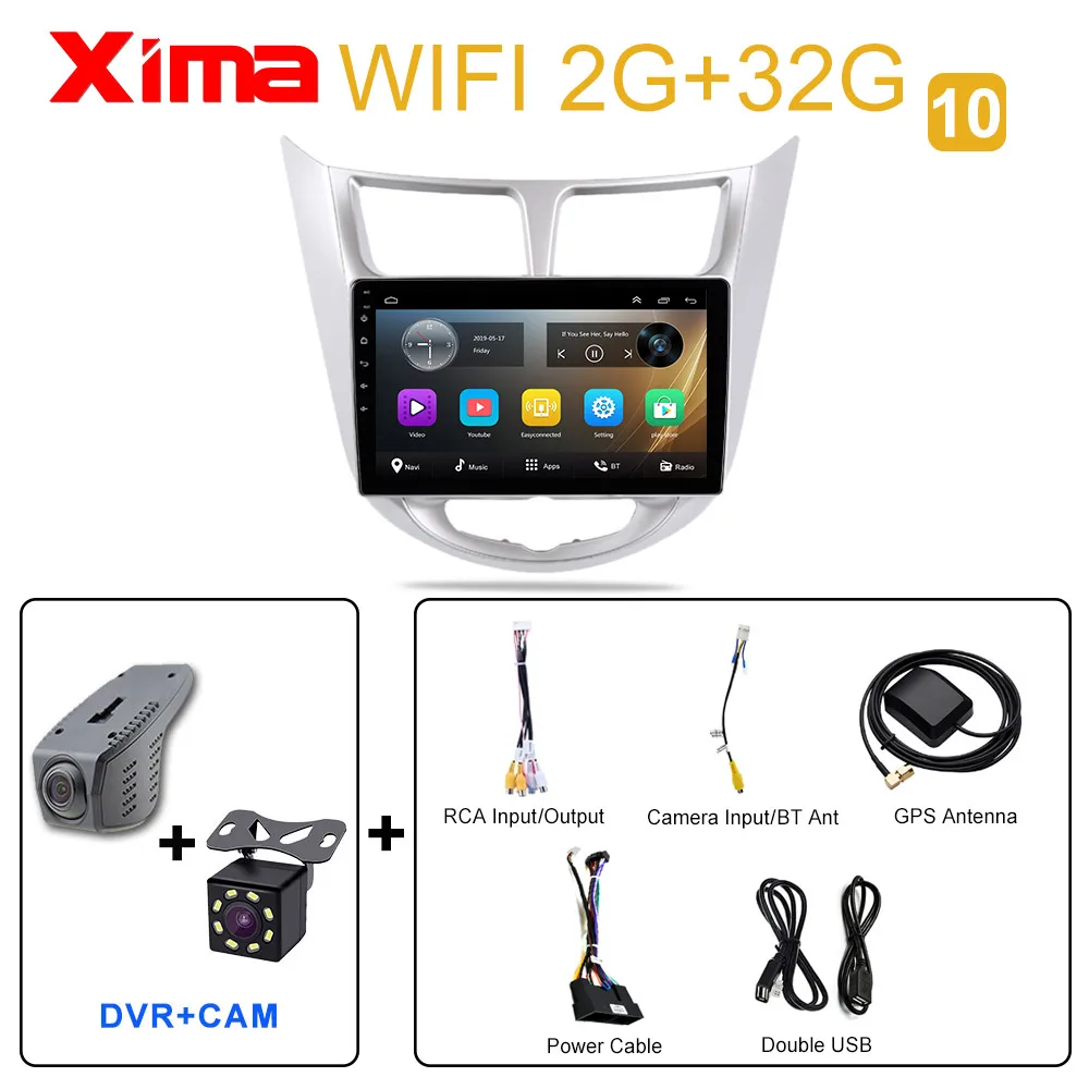 RAM 2G Hy-CAM-DVR Xima HD 9 ''Android 9,0 2 din Автомобильный dvd-плеер для современного Solaris accent Verna 2011- автомобильный Радио мультимедийный плеер с автомобилем DAB - Цвет: RAM 2G Hy-CAM-DVR