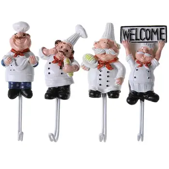 

Stainless steel hook cartoon cooking chef cute hook kitchen bathroom towel wall hook decoration paste storage rack