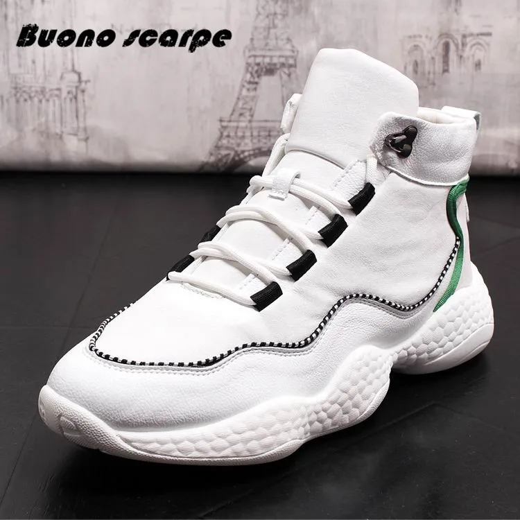 

Fashion Casual Men Breathable Genuine Leather Shoes Platform Sneakers Lace-up Spring Autumn Ankle Boot Zapatos De Hombre Botines