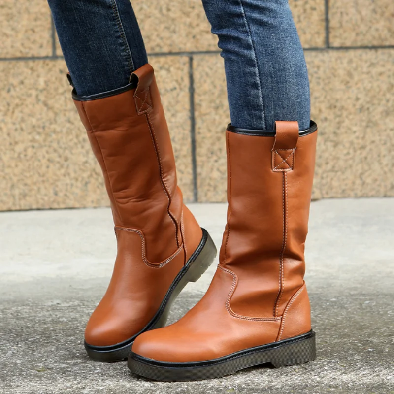 Botas de media caña para mujer, planos felpa, cálidos, sin cordones, para invierno, novedad de 2021 - AliExpress Calzado