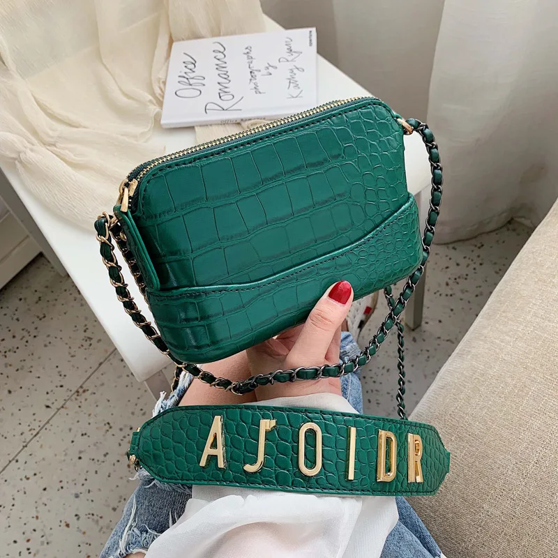 

Shoulder Bag Women's 2019 New Style Korean-style Retro Stone Pattern Hong Kong Style Shoulder Bag Fashion Chain Square Sling Bag