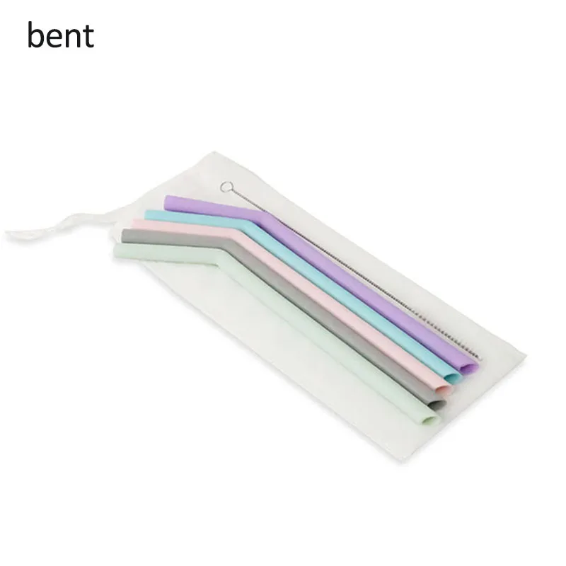 bent 1 Набор силиконовых соломенных кистей, вечерние принадлежности, многоразовые силиконовые соломенные принадлежности для питья - Цвет: bent