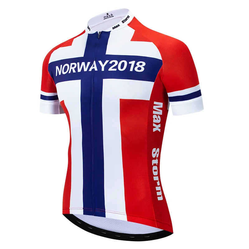 

2019 red Norway NEW Team Cycling Jersey Customized Road Mountain Race Top max storm mtb jersey