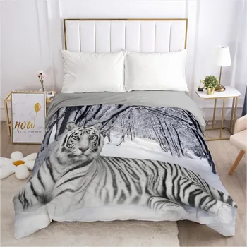

3D Duvet Cover Custom Design Animal Tiger Comforter Case Quilt Cover Bed Linen Bedding Bag Sets King Queen Twin Size Bedding Bag