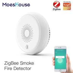 Zigbee Smart Smoke Fire Alarm Sensor Detector Home Security System Battery-powered Alarm Wireless Smart Life Tuya App Control