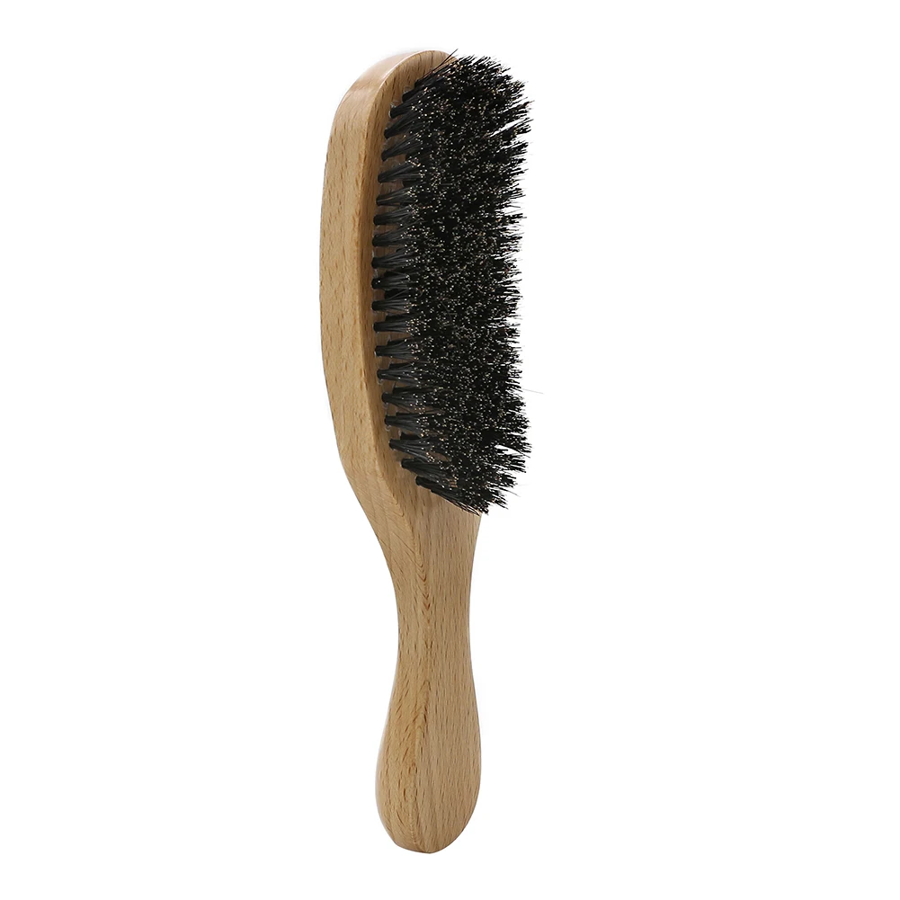 1 Pcs Bristle Big Bend Comb Beard Brush Shaving Brush Hair Comb Massage Comb Hairdressing Comb - Цвет: wooden color