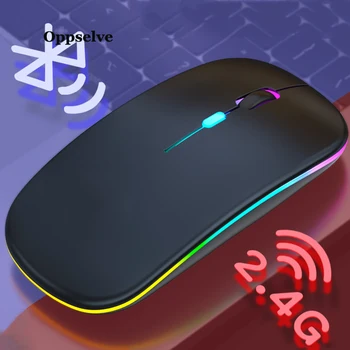 

Oppselve Computer Mouse Bluetooth 5.1 2.4Ghz Wireless Dual Mode 2 In 1 Mouse Ergonomic Portable Optical Silent Mice for Laptop