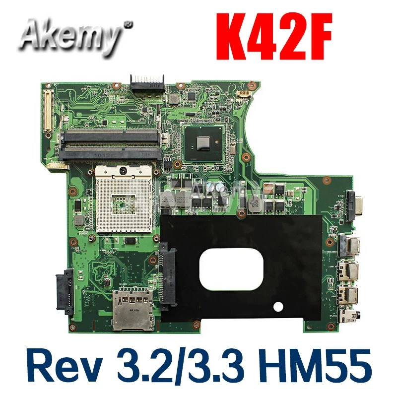 K42F Rev 3.2/3.3 GMA HD USB2.0 HM55 PGA989 mainboard For Asus K42F X42F a42F P42F Motherboard 100% fully tested
