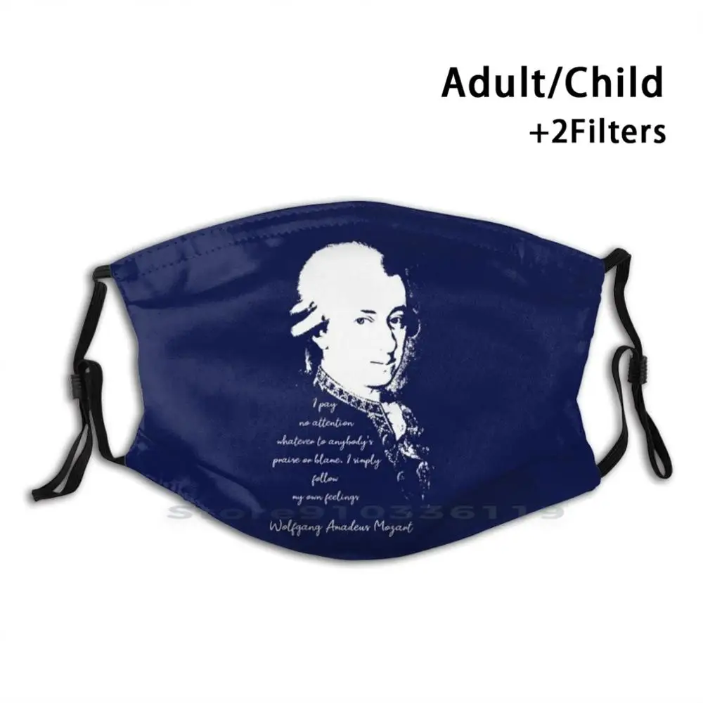 Wolfgang Amadeus Mozart Print Reusable Mask Pm2.5 Filter Face Kids Musical Instruments Flute Guitar Keyboard Violin | Аксессуары для