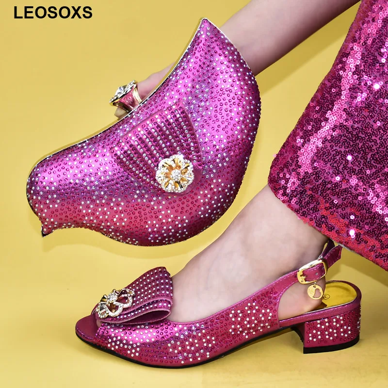 

New Italian Shoes with Matching Bags Nigerian Women Shoe and Bag To Match for Party Women Luxury 2020 Rhinestone Wedding Shoes